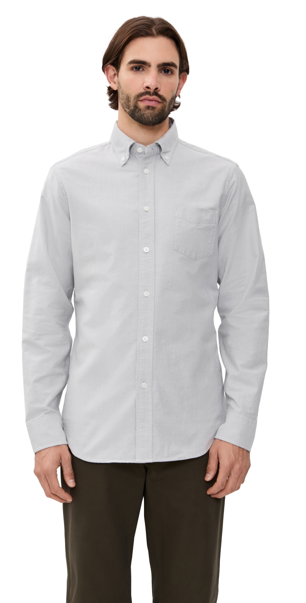 Reigning Champ Cotton Oxford Windsor Standard Shirt Light Grey Reigning Champ Cotton Oxford Windsor Standard Shirt Light Grey