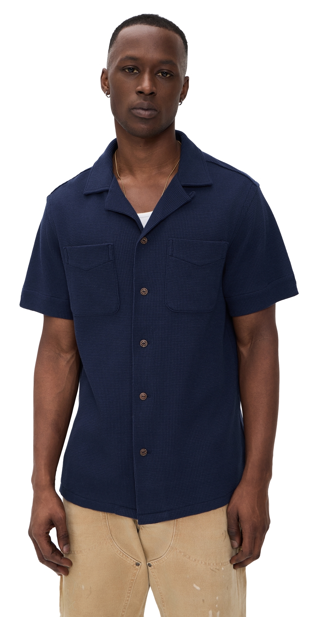 Polo Ralph Lauren Cotton Linen Waffle Knit Andy Camp Shirt Newport Navy Polo Ralph Lauren Cotton Linen Waffle Knit Andy Camp Shirt Newport Navy