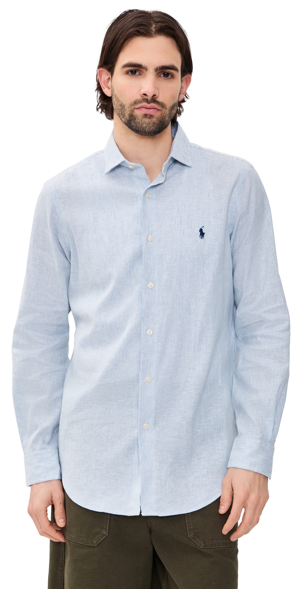 Polo Ralph Lauren Striped Linen Shirt Cabana Blue White