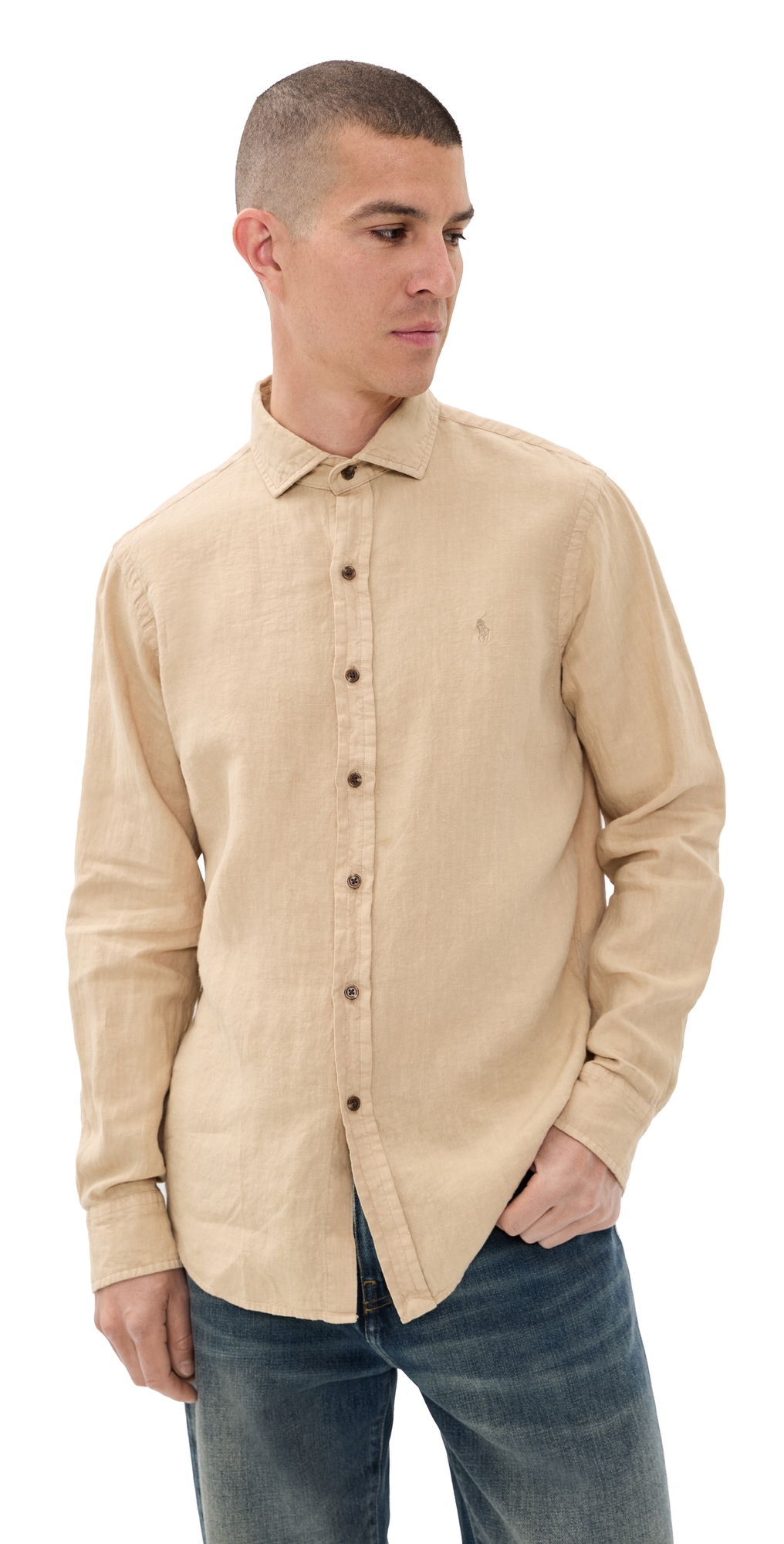 Polo Ralph Lauren Slubby Linen Button Down Shirt Coastal Beige Polo Ralph Lauren Slubby Linen Button Down Shirt Coastal Beige