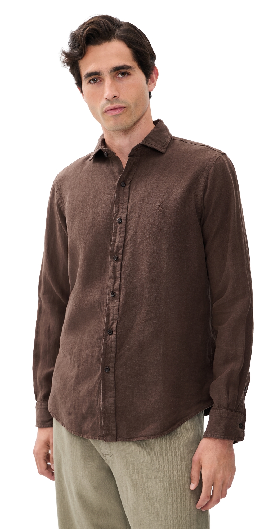 Polo Ralph Lauren Linen Button Down Shirt Nutmeg Brown