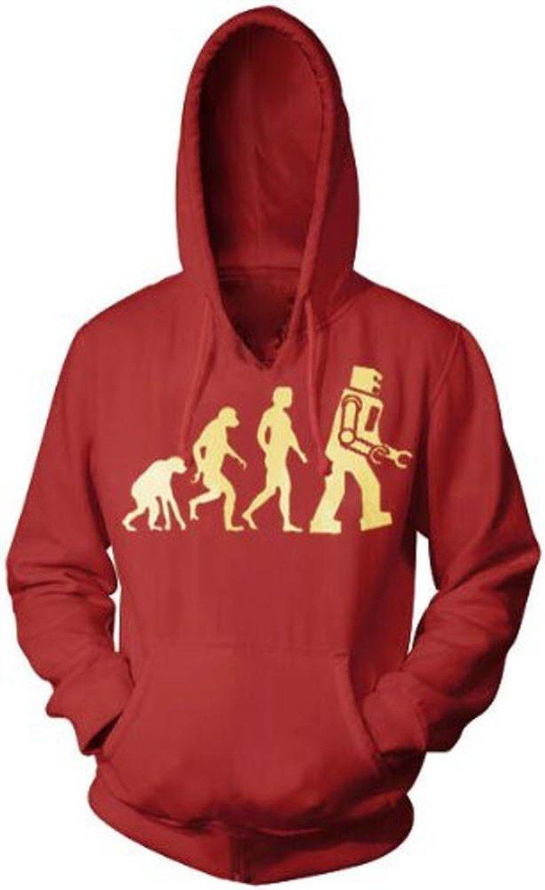 Robot Evolution Hooded Sweatshirt Hoodie – L Red Robot Evolution Hooded Sweatshirt Hoodie – L Red