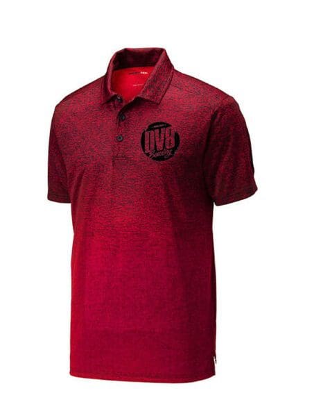 DV Men’s Rebellion Ombre Heather Performance Polo Bowling Shirt Deep Red Black