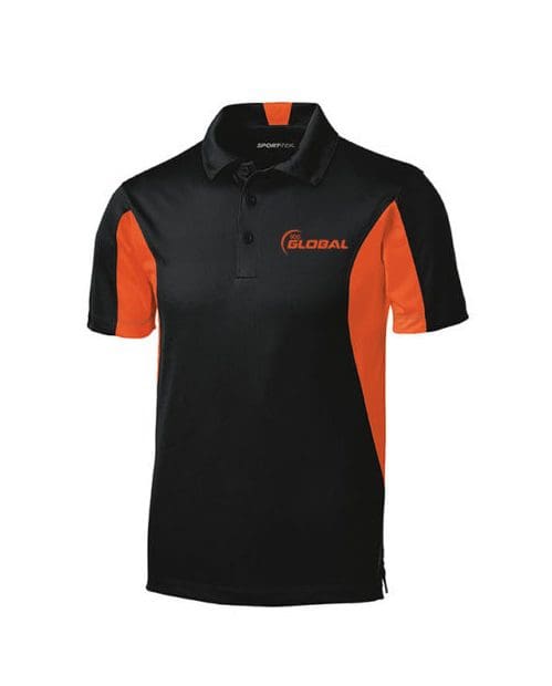 Global Men’s Compass Performance Polo Bowling Shirt Dri-Fit BlackOrange Small
