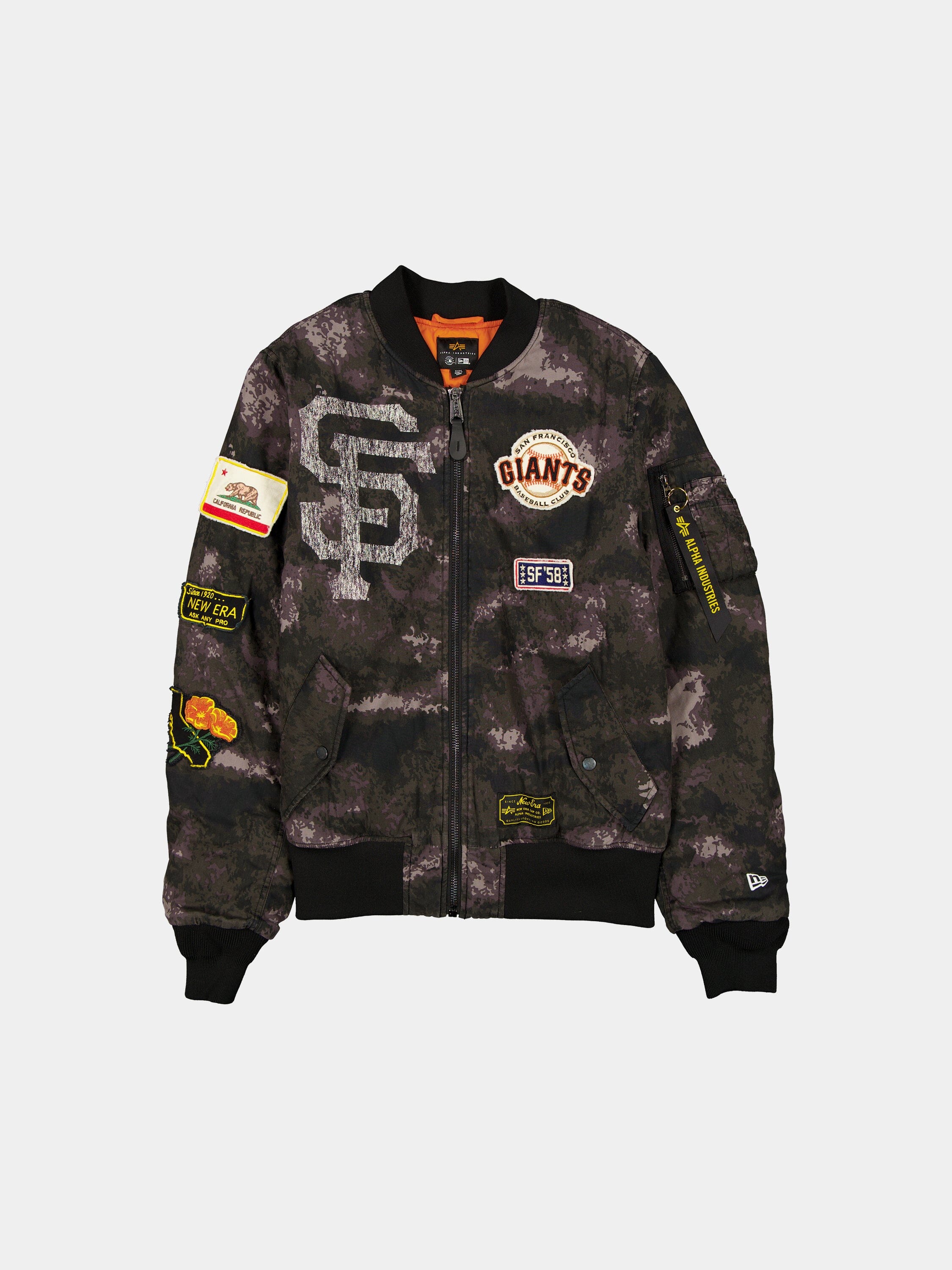 SAN FRANCISCO GIANTS X ALPHA X NEW ERA MA- BOMBER JACKET BLACK CAMO