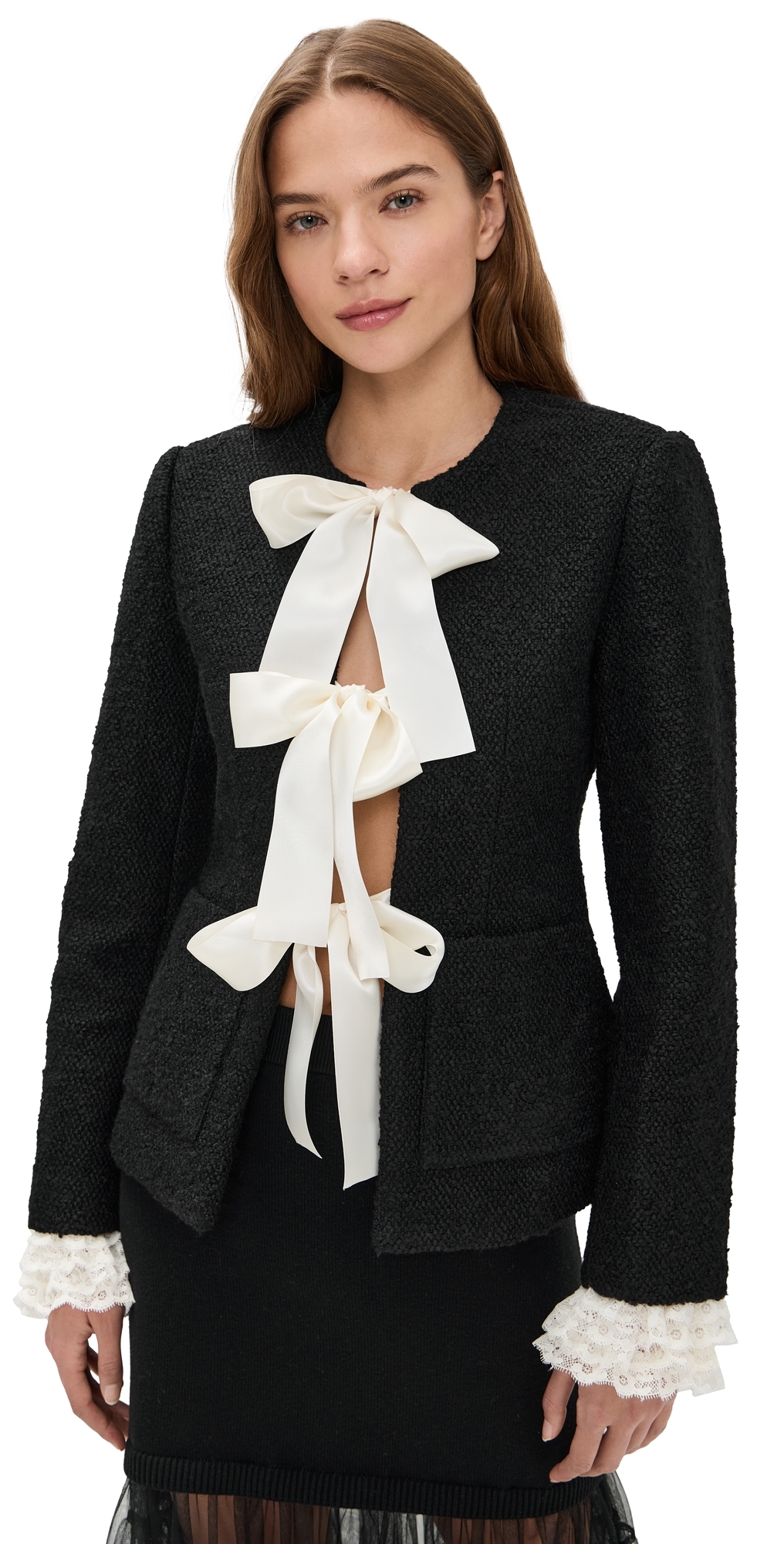 Sea Seraphine Solid Bow Jacket Black Sea Seraphine Solid Bow Jacket Black