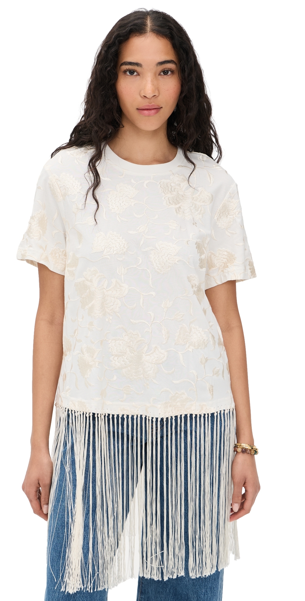Sea Rafina Eyelet Embellished Shirt with Fringe White Sea Rafina Eyelet Embellished Shirt with Fringe White