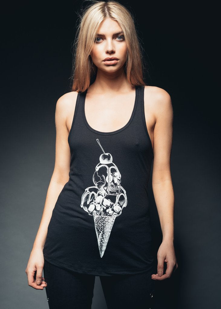 Summer Goth Ice Cream Skull Tank Top – Black Summer Goth Ice Cream Skull Tank Top – Black