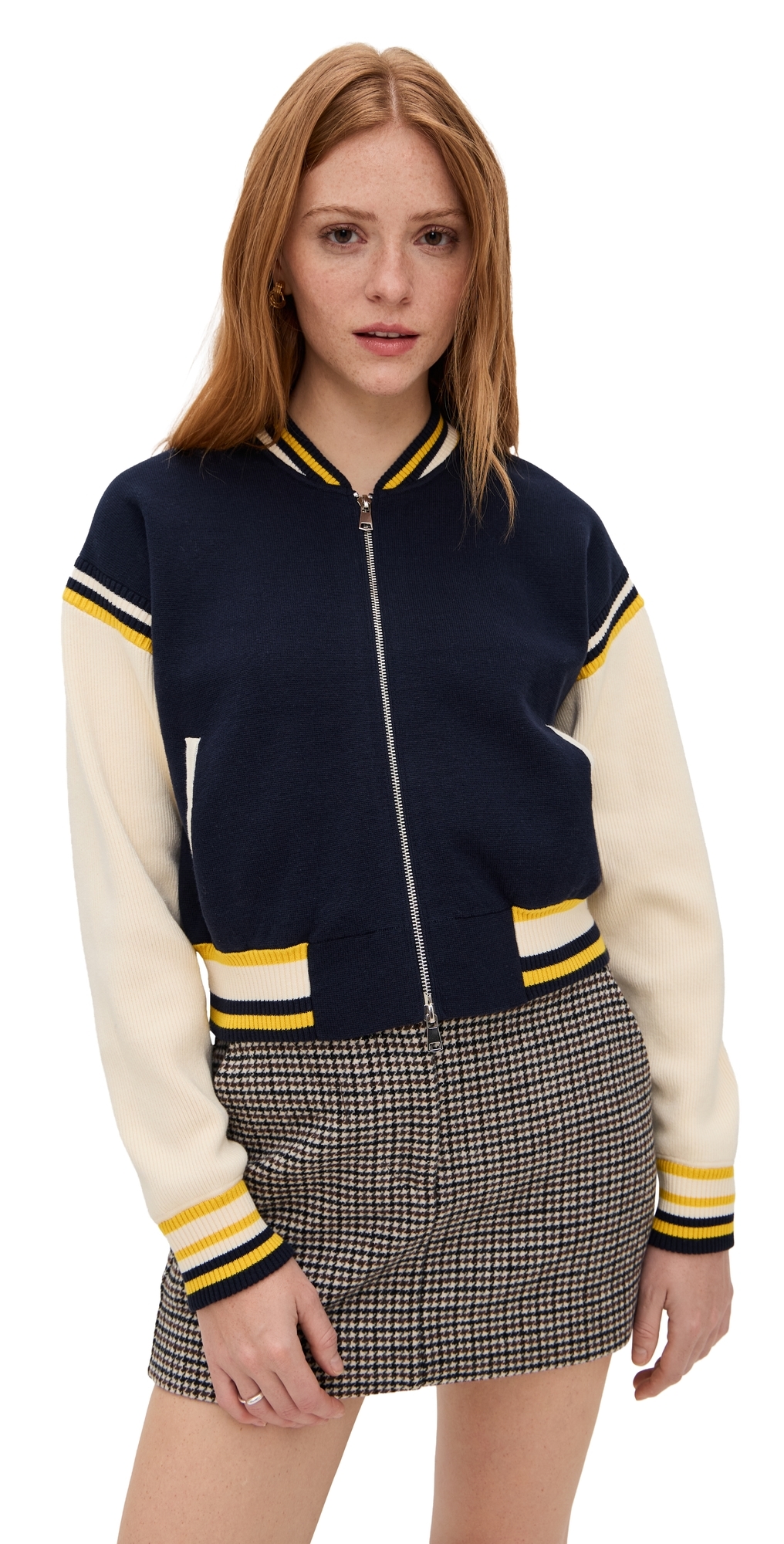 State & Lake Blake Varsity Jacket NavyWhiteYellow