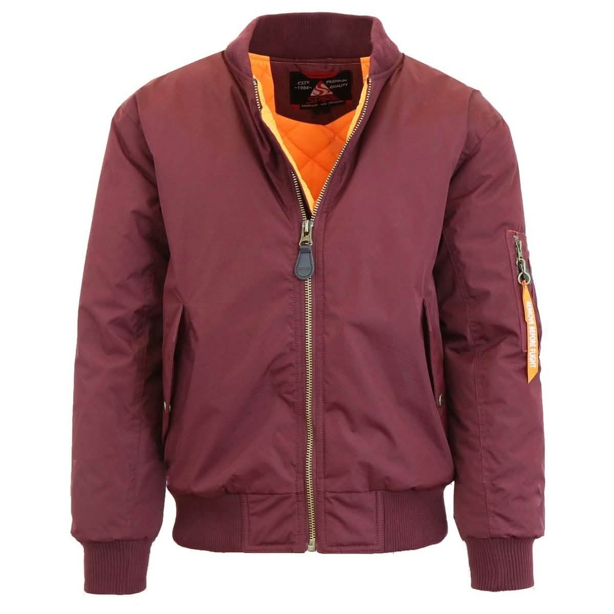 Spire by Galaxy Men’s Heavyweight MA- Bomber Jacket – X Maroon