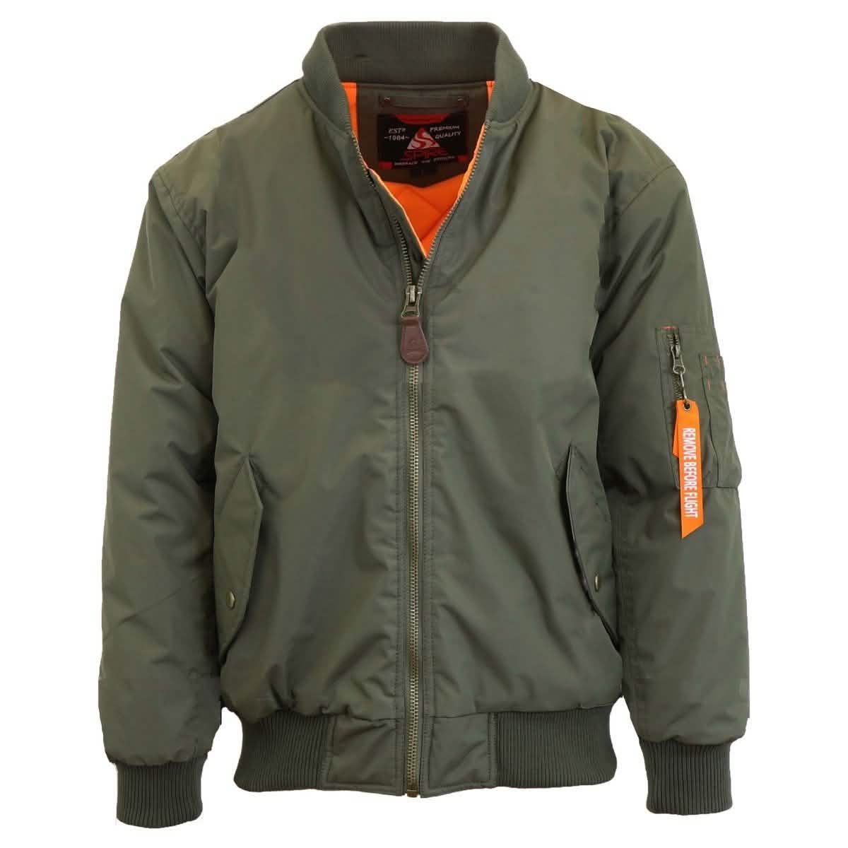 Spire by Galaxy Men’s Heavyweight MA- Bomber Jacket – Olive Green Spire by Galaxy Men’s Heavyweight MA- Bomber Jacket – Olive Green