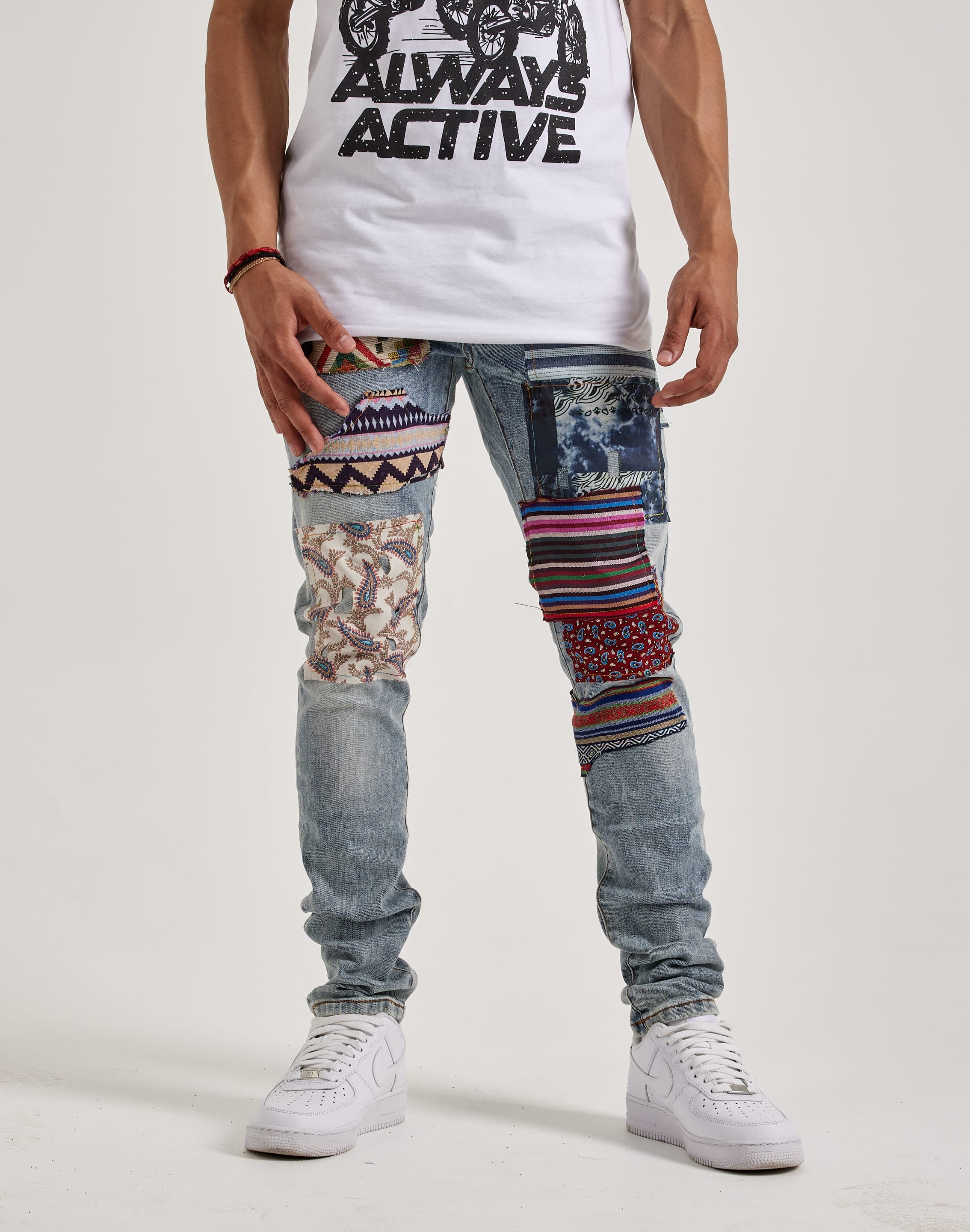 Embellish Nyc Patchwork Denim Jeans Embellish Nyc Patchwork Denim Jeans