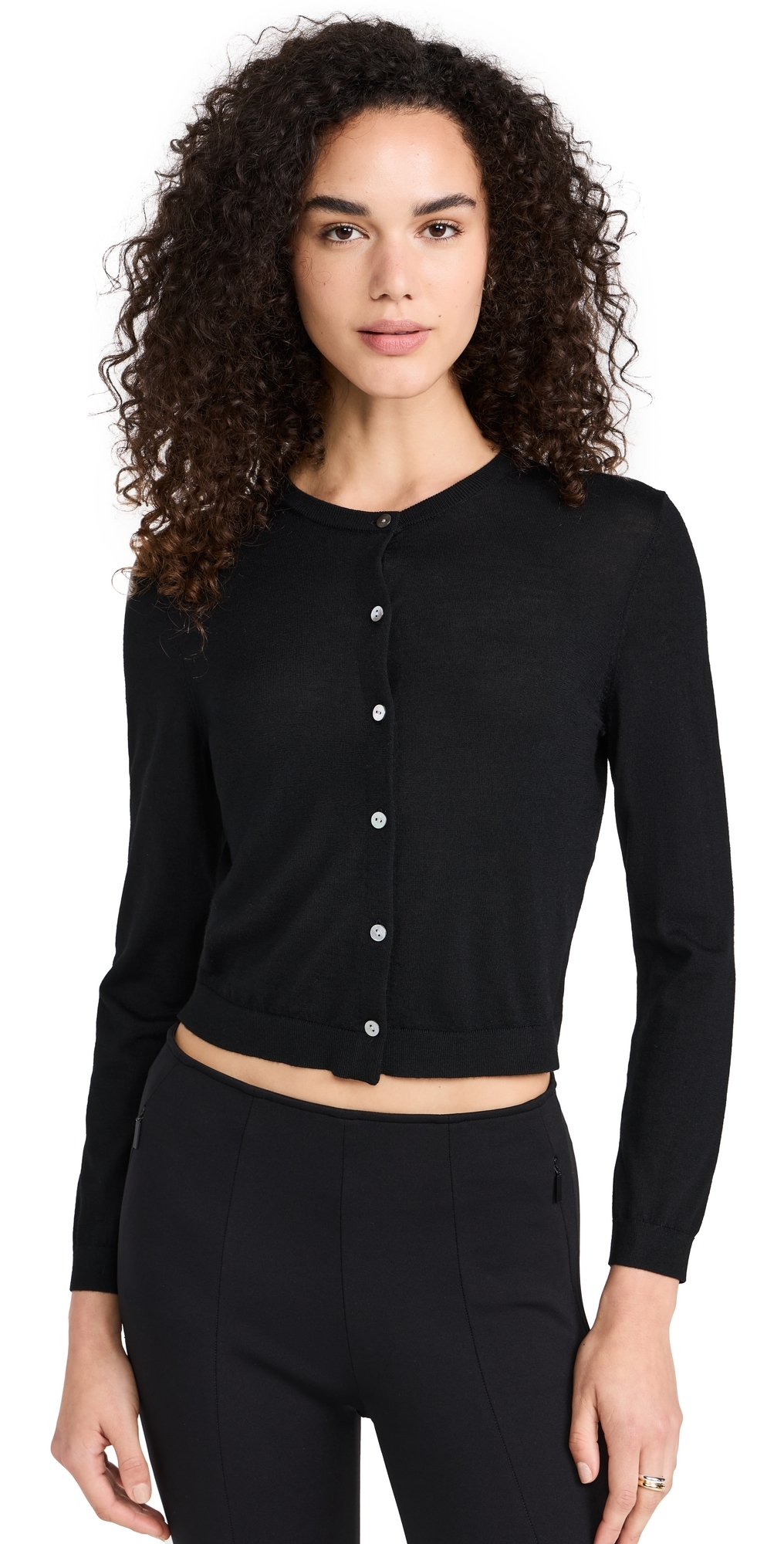 Theory Crop Crew Cardigan Black Theory Crop Crew Cardigan Black