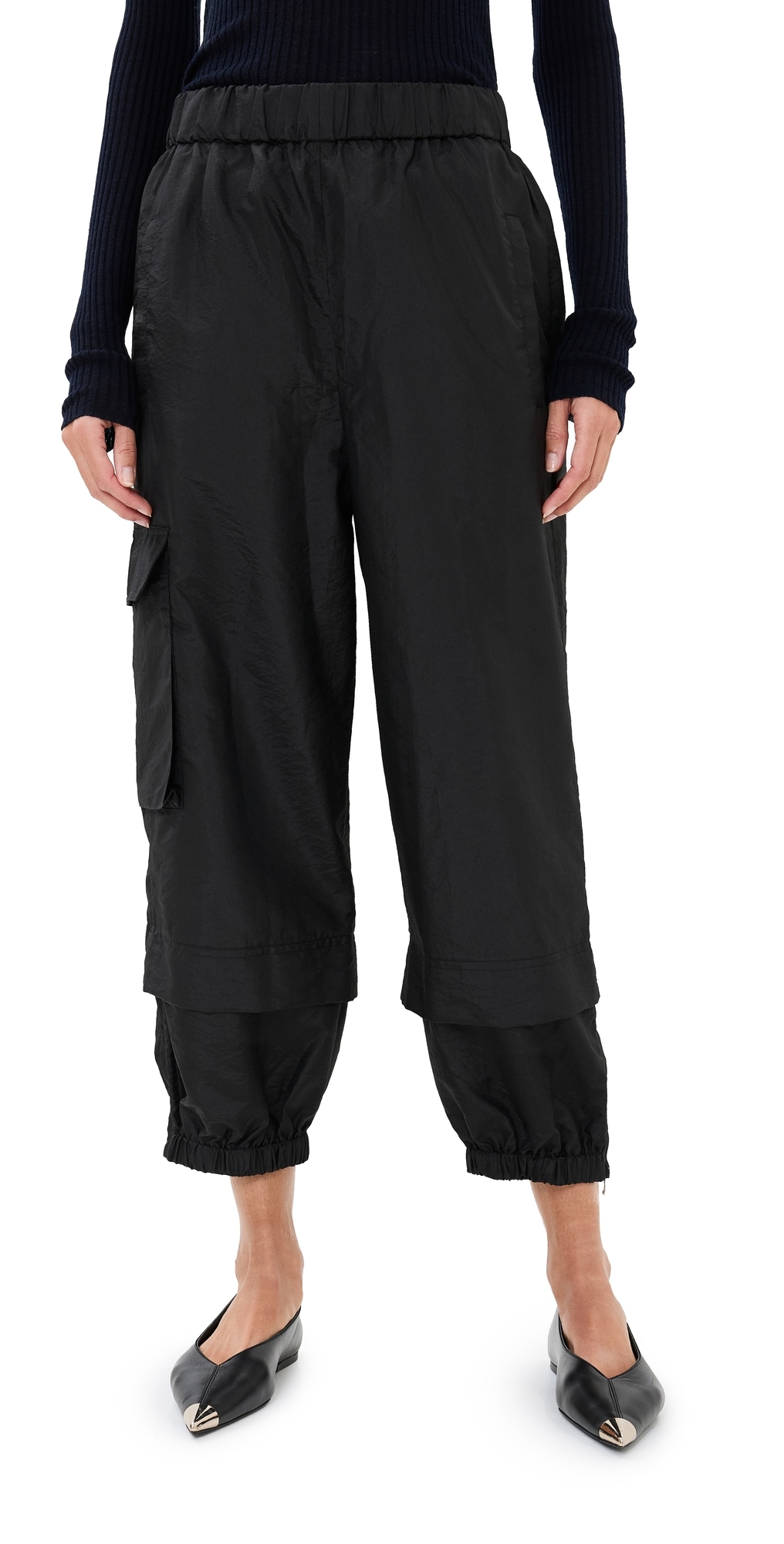 Tibi Crispy Nylon Pull On Joggers Black Tibi Crispy Nylon Pull On Joggers Black