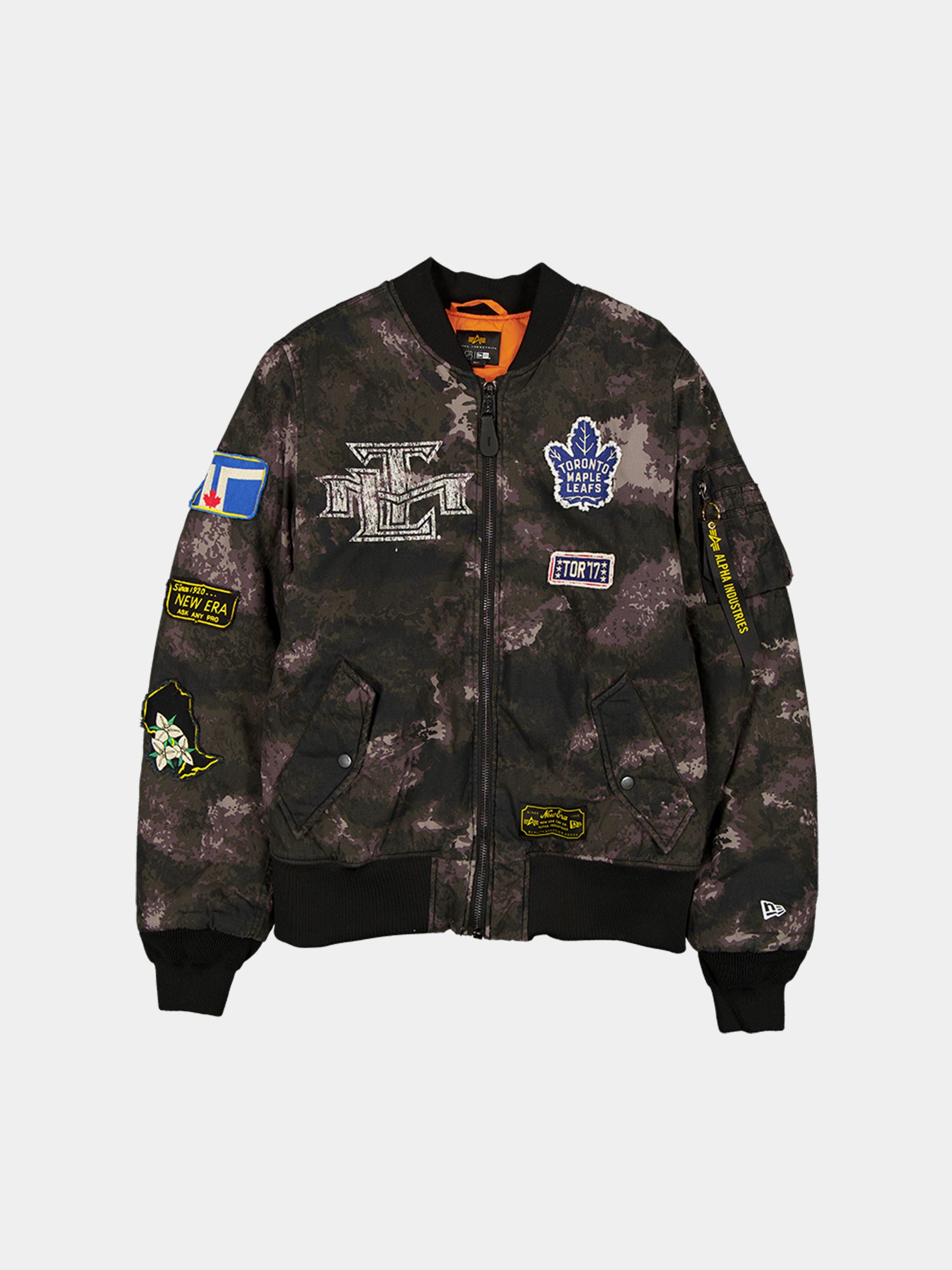 TORONTO MAPLE LEAFS X ALPHA X NEW ERA MA- BOMBER JACKET BLACK CAMO TORONTO MAPLE LEAFS X ALPHA X NEW ERA MA- BOMBER JACKET BLACK CAMO