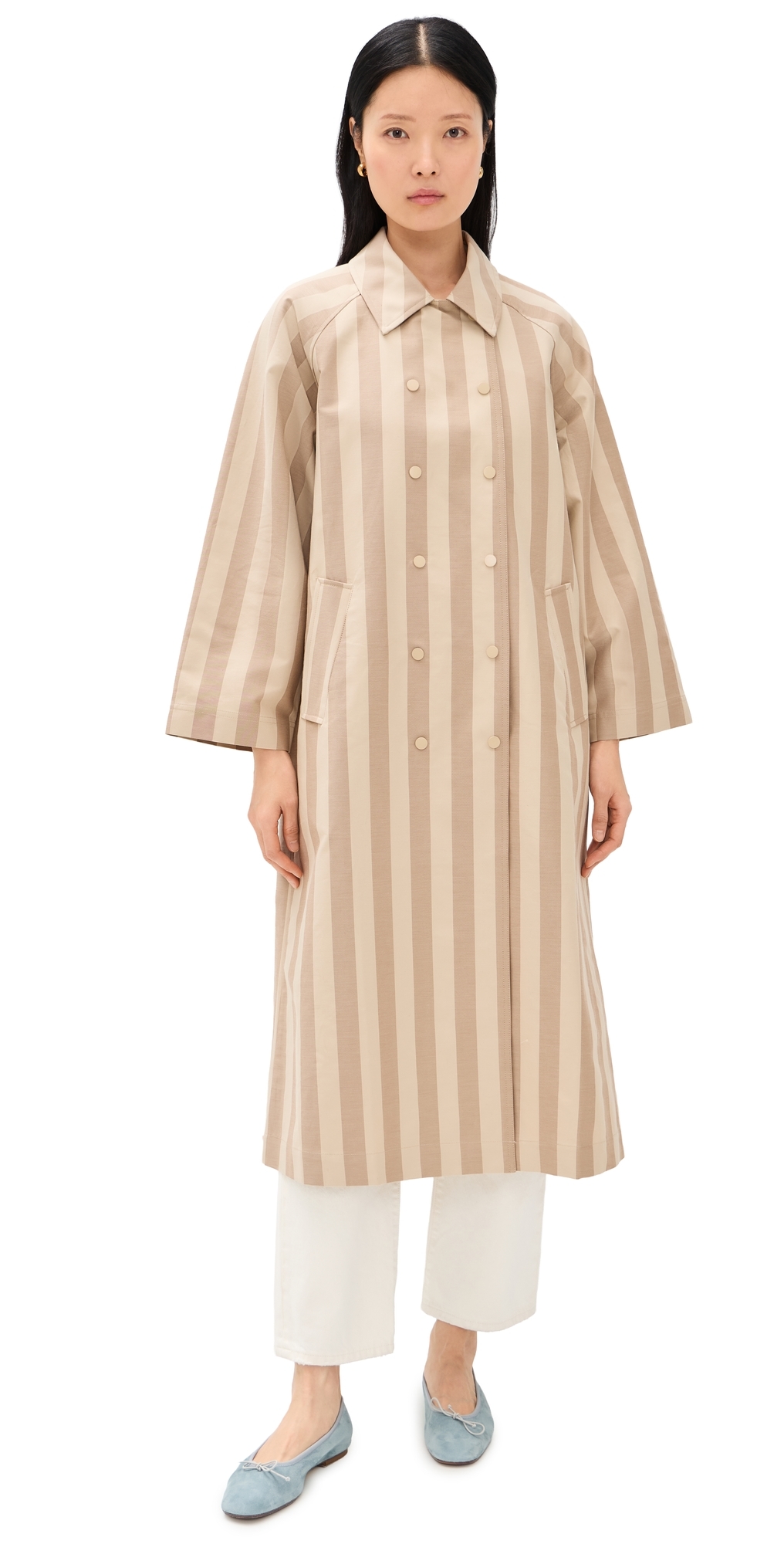 The Tiny Big Sister Striped Trench Coat MochaDark Vanilla ML