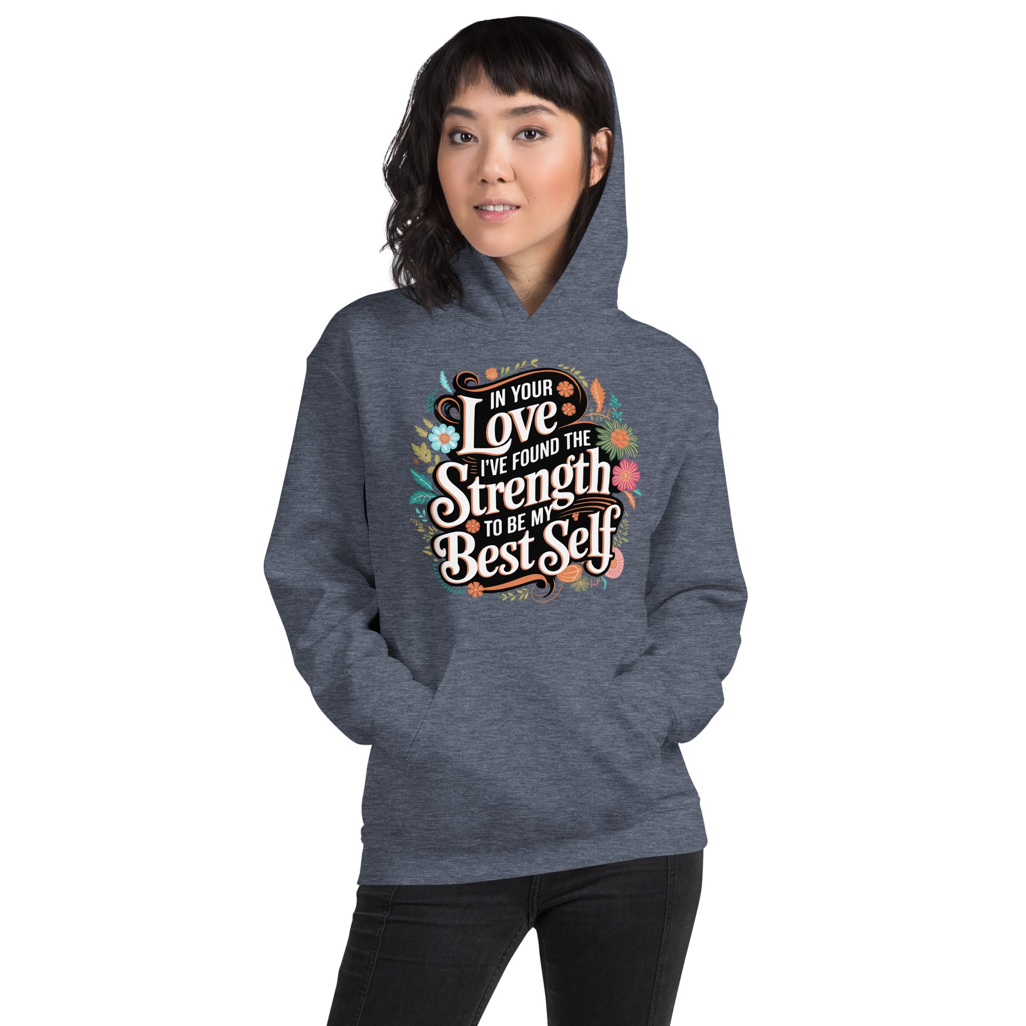 Empowered by Your Love Elegant Floral Hoodie for Her