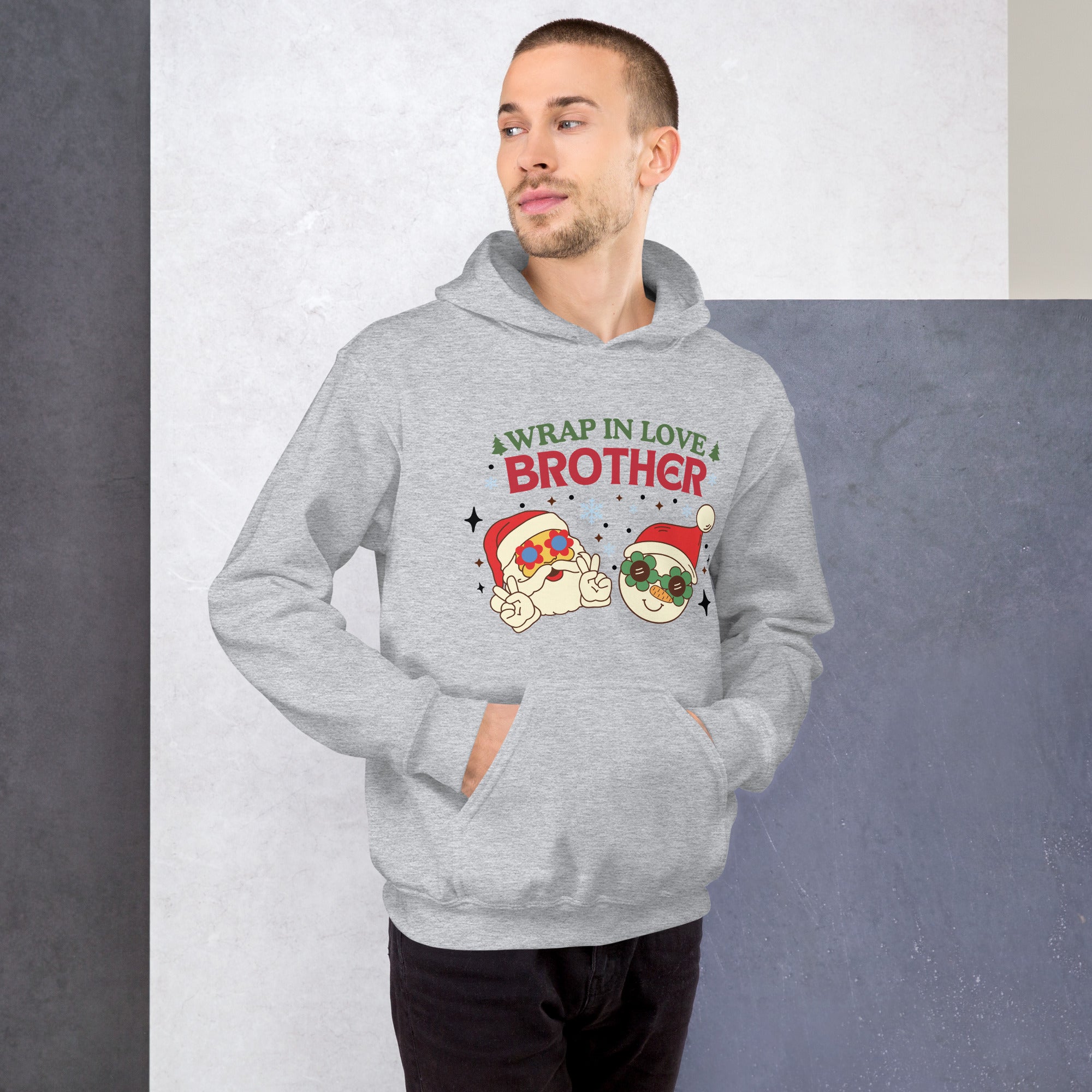 Groovy Christmas Vibes for Brothers Cozy Hoodie