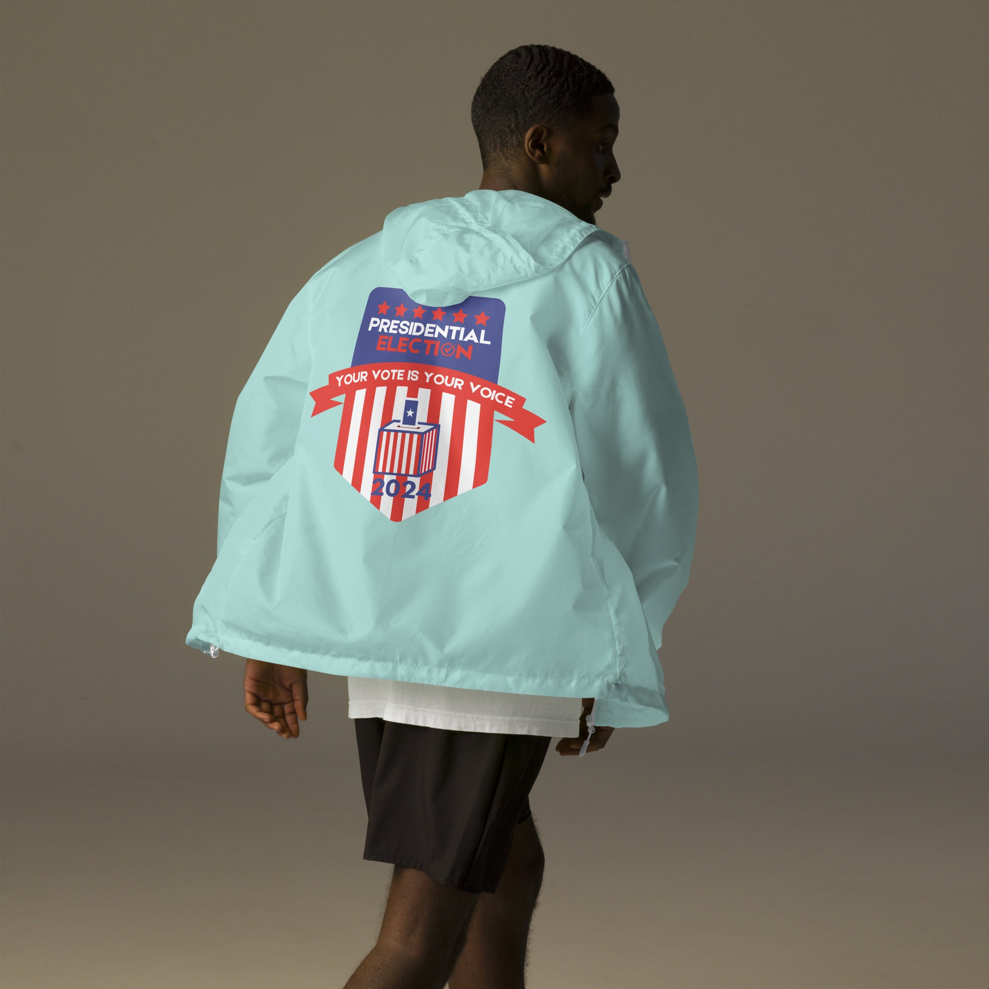 Patriot’s Choice – Presidential Election Windbreaker – AquaWhite Zipper Patriot’s Choice – Presidential Election Windbreaker – AquaWhite Zipper