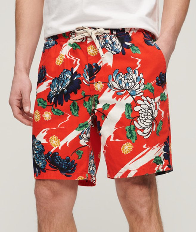 Superdry Men’s Mens Floral Print Bermuda Shorts, Orange Superdry Men’s Mens Floral Print Bermuda Shorts, Orange