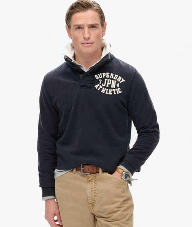 Superdry Men’s Men’s Vintage Athletic Henley Sweatshirt Navy Eclipse Navy Superdry Men’s Men’s Vintage Athletic Henley Sweatshirt Navy Eclipse Navy