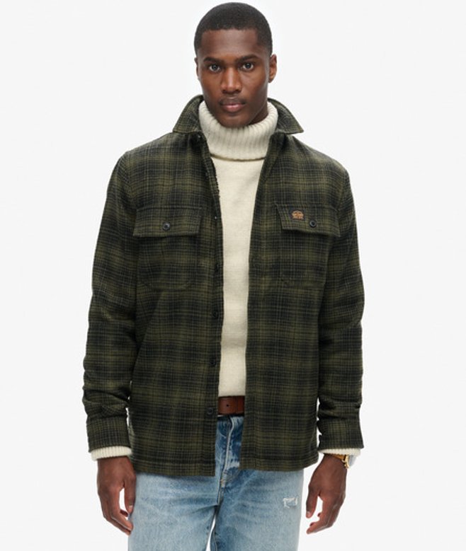 Superdry Men’s Wool Miller Overshirt Green Superdry Men’s Wool Miller Overshirt Green