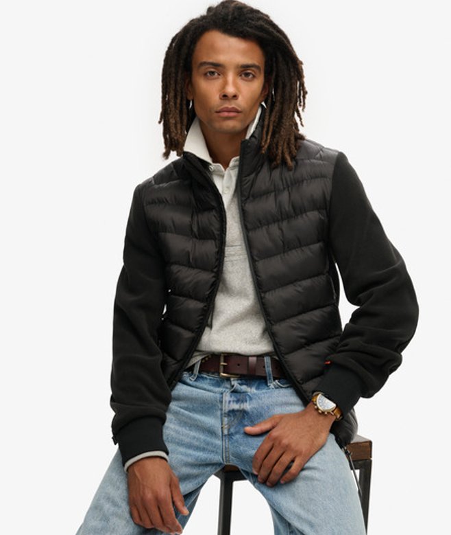 Superdry Men’s Storm Fleece Hybrid Bomber Jacket Black Superdry Men’s Storm Fleece Hybrid Bomber Jacket Black
