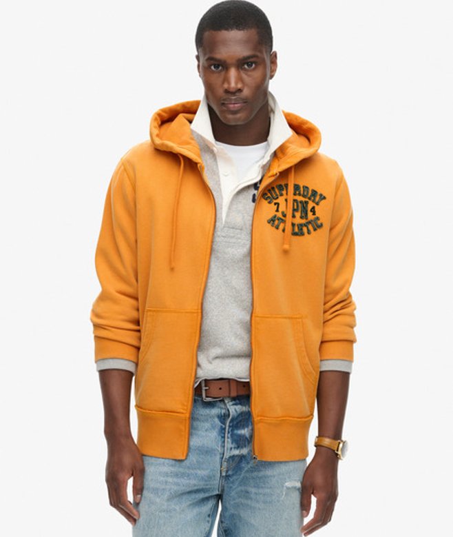 Superdry Men’s Men’s Vintage Athletic Zip Hoodie Gold Track Gold Superdry Men’s Men’s Vintage Athletic Zip Hoodie Gold Track Gold