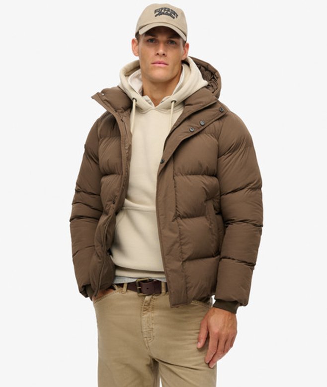 Superdry Men’s Hooded Puffer Jacket Brown