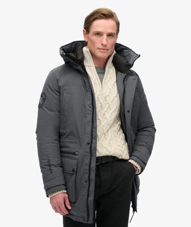 Superdry Men’s City Padded Parka Coat Dark Grey
