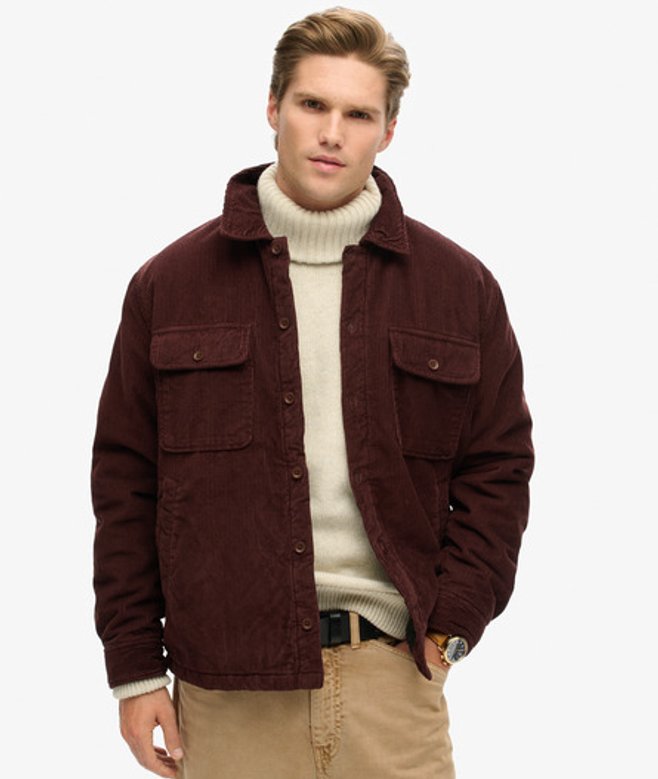 Superdry Men’s Men’s Surplus Corduroy Overshirt Brown Bitter Chocolate Brown