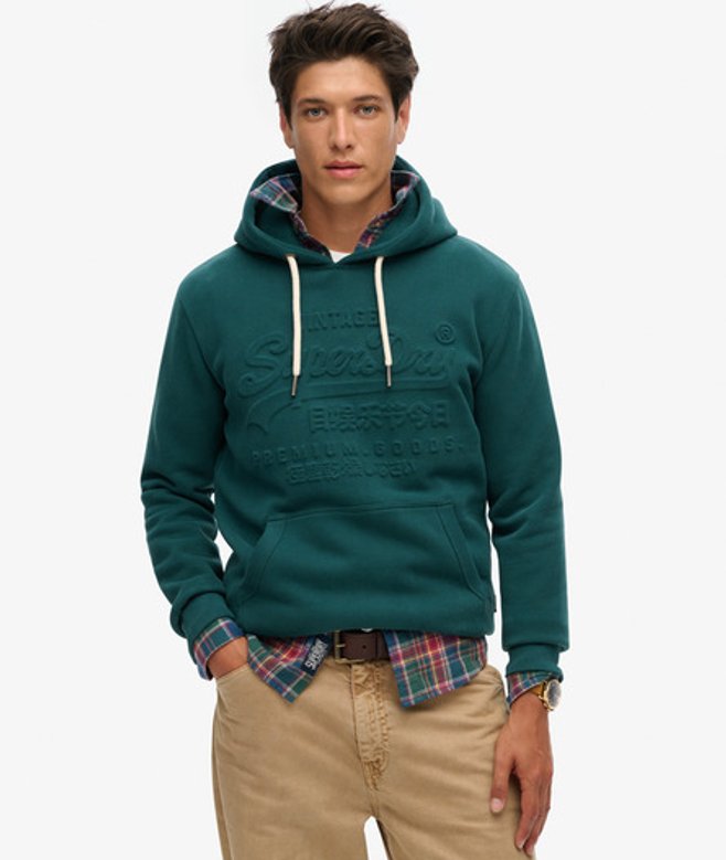 Superdry Men’s Embossed Graphic Hoodie Green Superdry Men’s Embossed Graphic Hoodie Green