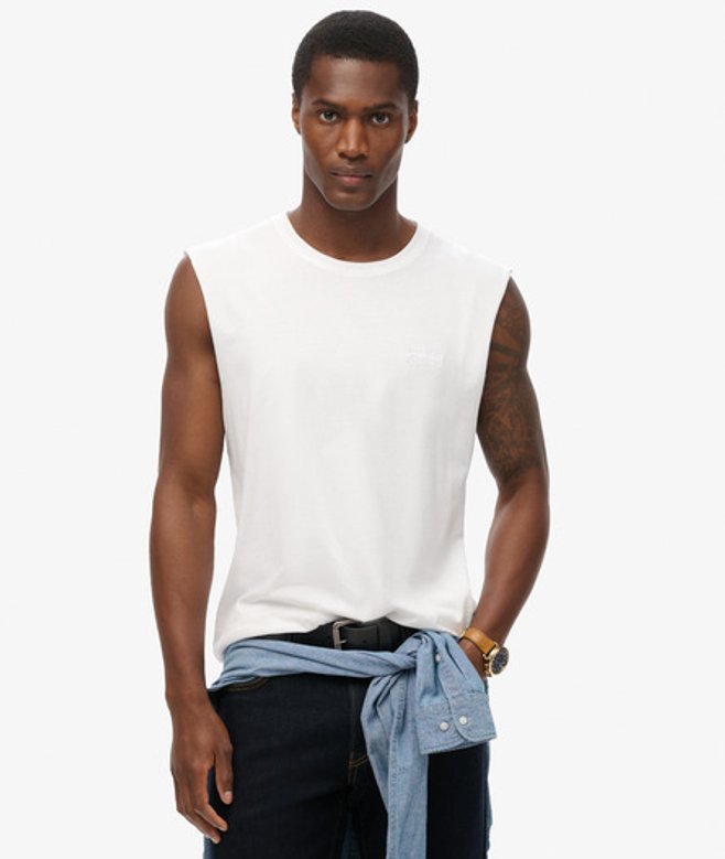Superdry Mens Classic Organic Cotton Essential Logo Tank Top, White
