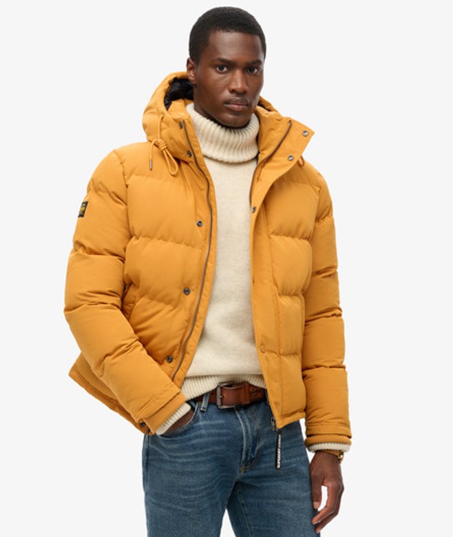 Superdry Men’s Men’s Fully Lined Everest Hooded Puffer Jacket, Yellow Superdry Men’s Men’s Fully Lined Everest Hooded Puffer Jacket, Yellow