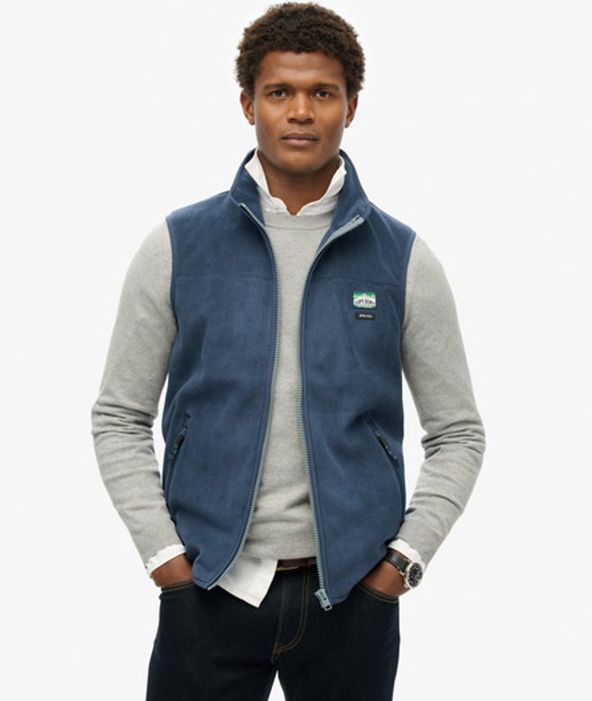 Superdry Men’s Active Fleece Gilet Navy Superdry Men’s Active Fleece Gilet Navy