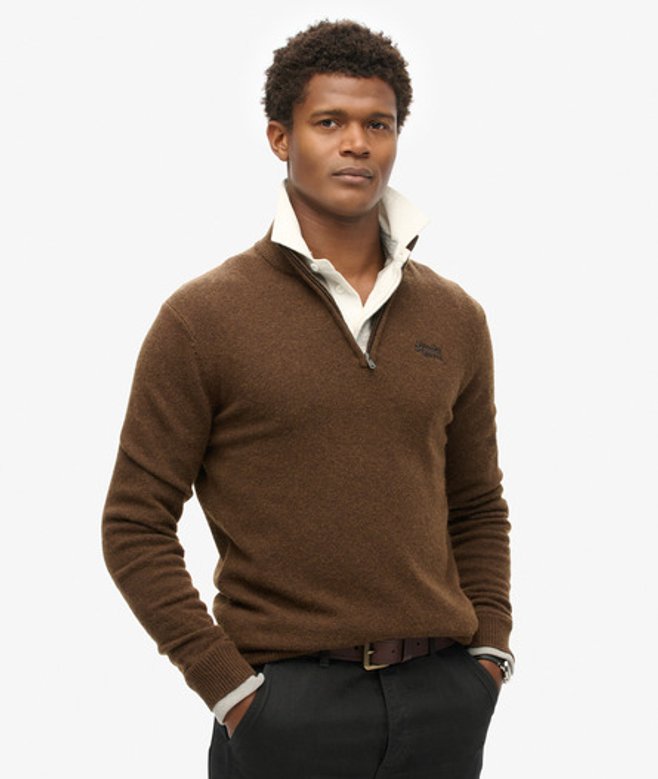 Superdry Men’s Essential Embroidered Knitted Half Zip Jumper Blue Superdry Men’s Essential Embroidered Knitted Half Zip Jumper Blue