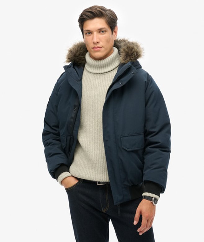 Superdry Men’s Everest Faux Fur Bomber Jacket Navy Superdry Men’s Everest Faux Fur Bomber Jacket Navy