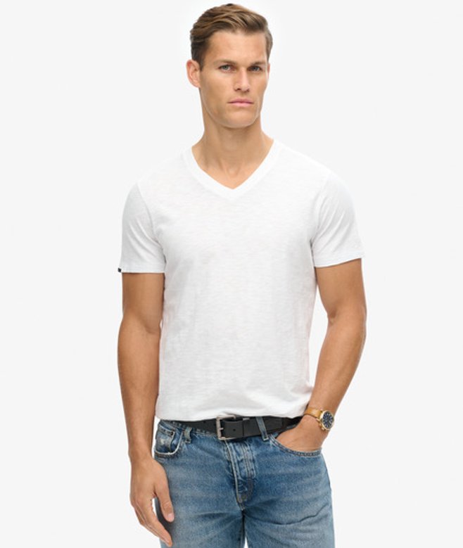 Superdry Men’s Men’s V-neck Slub Short Sleeve shirt White Optic