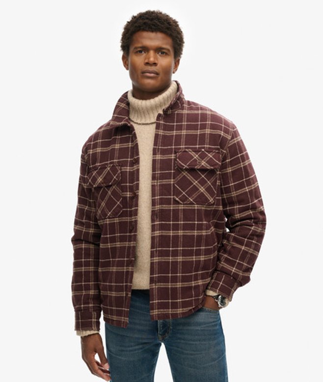 Superdry Men’s Men’s Surplus Check Jacket Red Burgundy Check Superdry Men’s Men’s Surplus Check Jacket Red Burgundy Check
