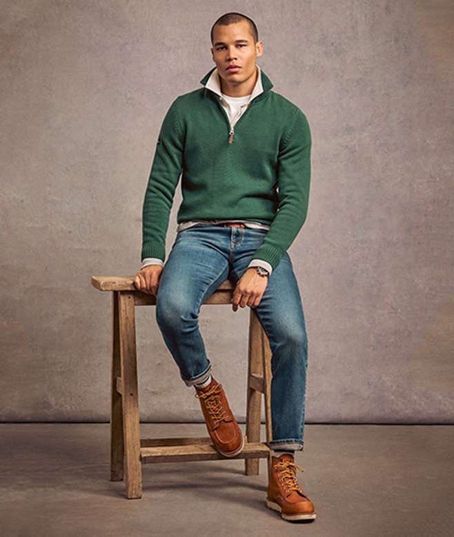 Superdry Men’s Cotton Classics Half-zip Knitted Jumper Green Superdry Men’s Cotton Classics Half-zip Knitted Jumper Green