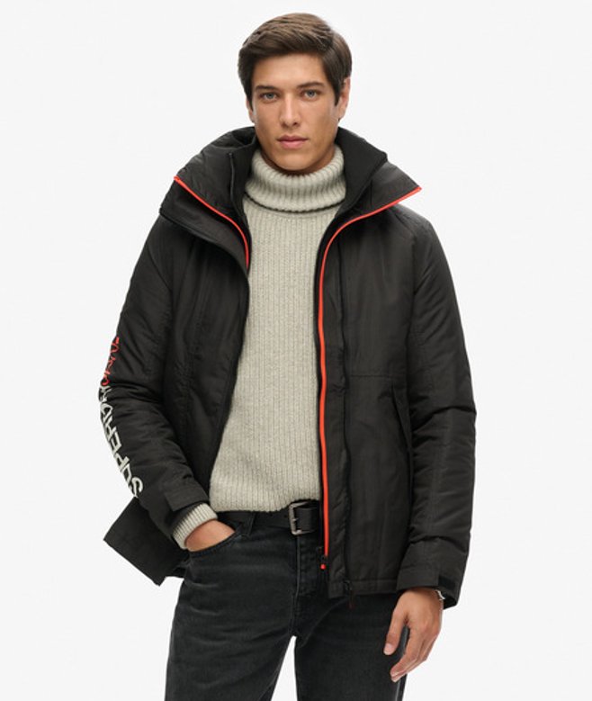 Superdry Men’s Mens Classic Logo Embroidered Hooded Yachter Windbreaker Jacket, Black Superdry Men’s Mens Classic Logo Embroidered Hooded Yachter Windbreaker Jacket, Black