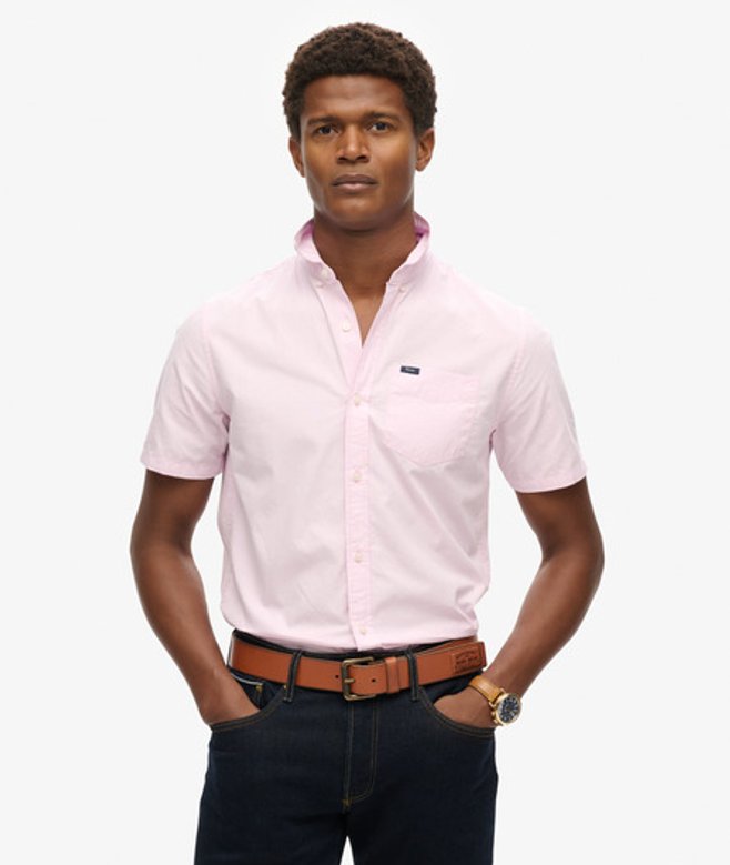 Superdry Men’s Premium University Oxford Short Sleeve Shirt Pink Superdry Men’s Premium University Oxford Short Sleeve Shirt Pink