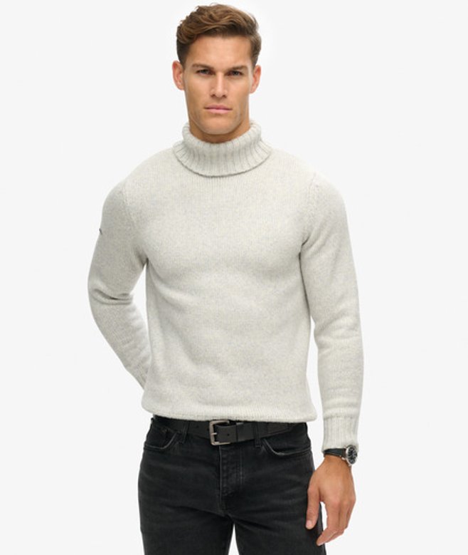 Superdry Men’s Brushed Roll Neck Jumper Light Grey