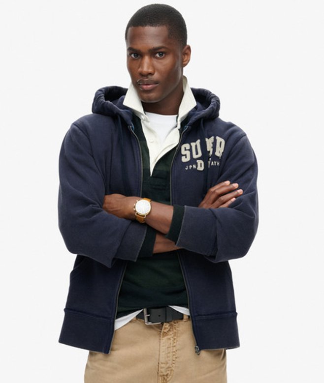 Superdry Men’s Men’s Vintage Athletic Zip Hoodie Navy Rich Navy Superdry Men’s Men’s Vintage Athletic Zip Hoodie Navy Rich Navy
