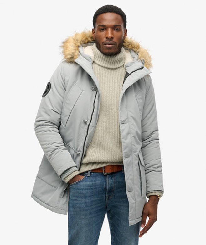 Superdry Men’s Men’s Hooded Everest Faux Fur Parka Light Blue Skylark Superdry Men’s Men’s Hooded Everest Faux Fur Parka Light Blue Skylark
