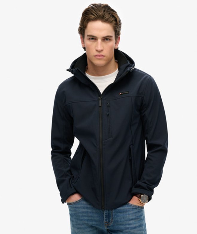 Superdry Men’s Hooded Soft Shell Trekker Jacket Navy Superdry Men’s Hooded Soft Shell Trekker Jacket Navy