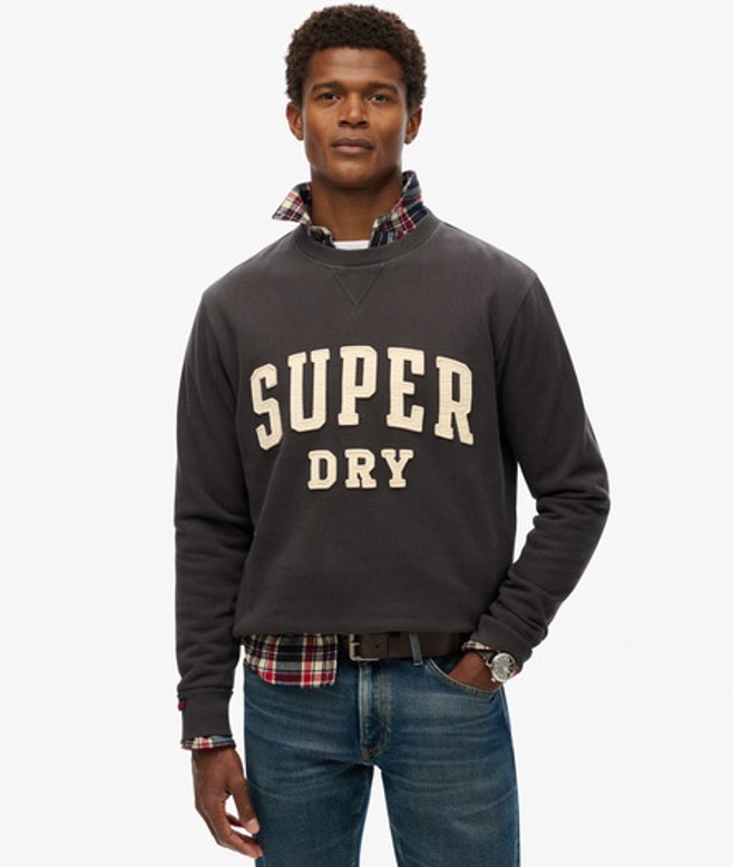 Superdry Men’s Vintage Athletic Crew Sweatshirt Dark Grey Superdry Men’s Vintage Athletic Crew Sweatshirt Dark Grey