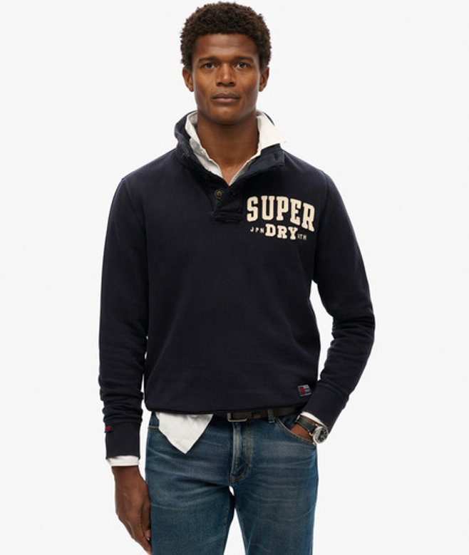 Superdry Men’s Vintage Athletic Henley Sweatshirt Navy Superdry Men’s Vintage Athletic Henley Sweatshirt Navy