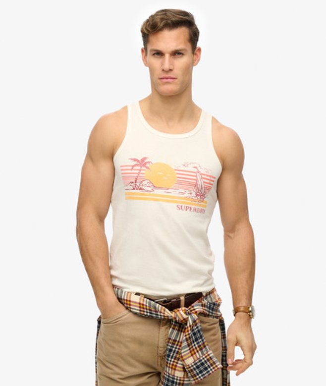 Superdry Men’s Outdoor Stripe Vest Cream Superdry Men’s Outdoor Stripe Vest Cream