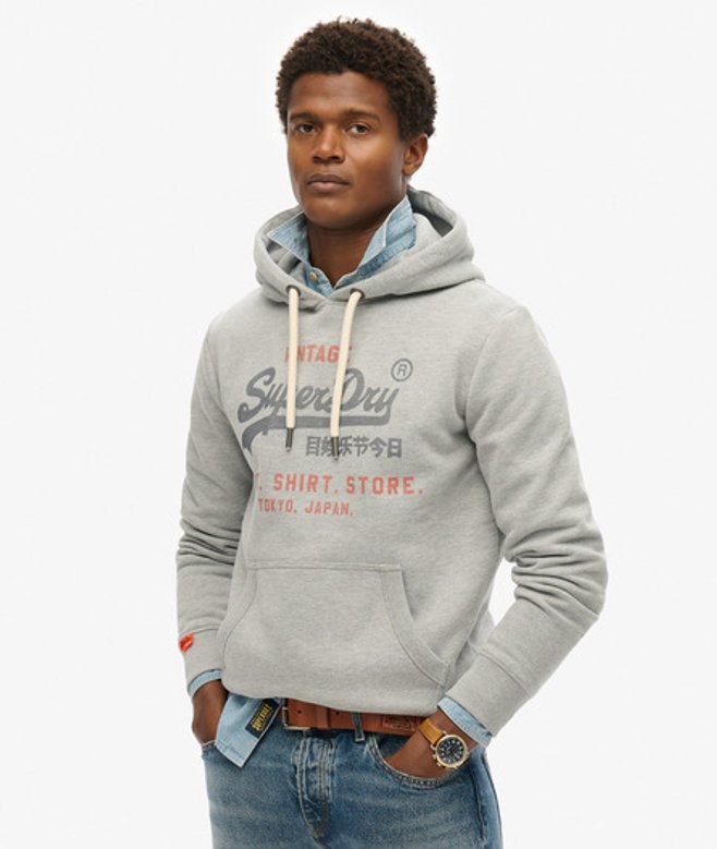 Superdry Men’s Vintage Logo Heritage Relaxed Hoodie Grey Superdry Men’s Vintage Logo Heritage Relaxed Hoodie Grey